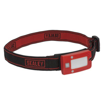 Sealey Rechargeable Head Torch with Auto-Sensor 2W COB LED - Red