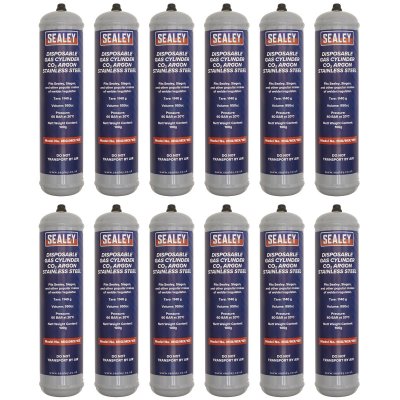 Sealey Disposable Carbon Dioxide/Argon Gas Cylinder 100g - Box of 12