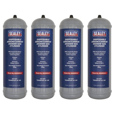 Sealey Disposable Argon/Carbon Dioxide Gas Cylinder 430g, 2.2L - Pack of 4