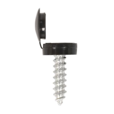 Sealey Numberplate Screw with Flip Cap 4.2 x 19mm, Black - Pack of 50