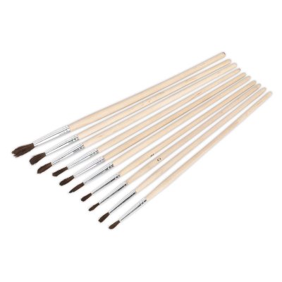 Sealey Touch-Up Paint Brush Assortment with Wooden Handle 10pc