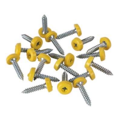 Sealey Numberplate Screw with Plastic Enclosed Head 4.8 x 24mm, Yellow - Pack of 50