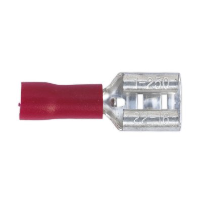 Sealey Push-On Female Terminal 6.3mm, Red - Pack of 100