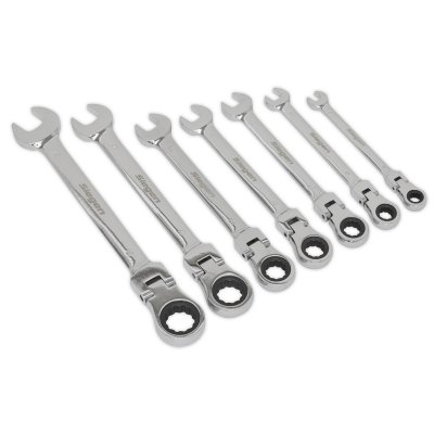 Sealey Siegen Flexi-Head Combination Ratchet Spanner Set 7pc