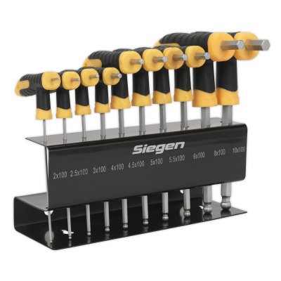 Sealey Siegen T-Handle Ball-End Hex Key Set 10pc