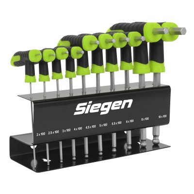 Sealey Siegen T-Handle Ball-End Hex Key Set 10pc