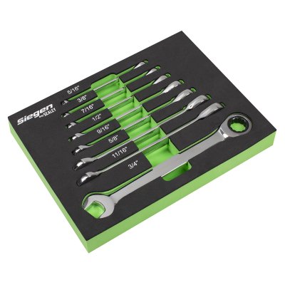 Sealey Combination Ratchet Spanner Set in EVA Foam Tray 8pc - Imperial