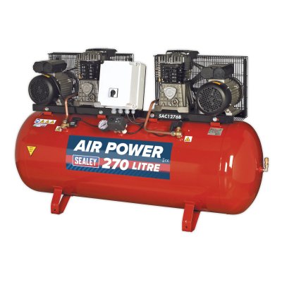 Sealey 270L Belt Drive Air Compressor with Cast Cylinders 2 x 3hp