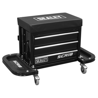 Sealey Mechanic's Utility Seat & Toolbox - Black