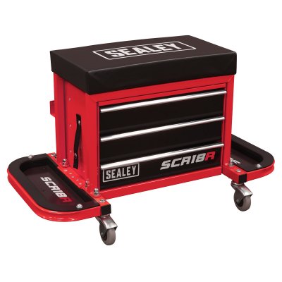 Sealey Mechanic's Utility Seat & Toolbox - Red