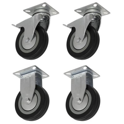 Sealey 4pc Castor Wheel Combo - Fixed & Swivel Plate 100mm