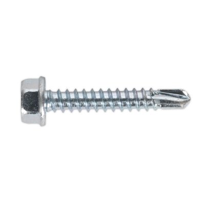 Sealey Zinc Plated Self-Drilling Hex Head Screw 4.2 x 25mm - Pack of 100