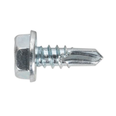 Sealey Zinc Plated Self-Drilling Hex Head Screw 4.8 x 13mm - Pack of 100