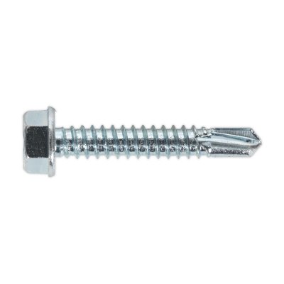 Sealey Zinc Plated Self-Drilling Hex Head Screw 6.3 x 38mm - Pack of 100