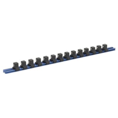 Sealey Premier Aluminium Socket Retaining Rail with 14 Clips 1/2