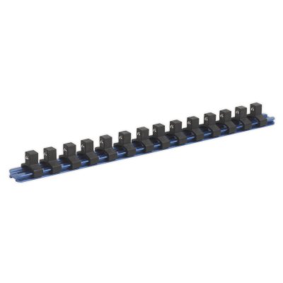 Sealey Premier Aluminium Socket Retaining Rail with 14 Clips 3/8