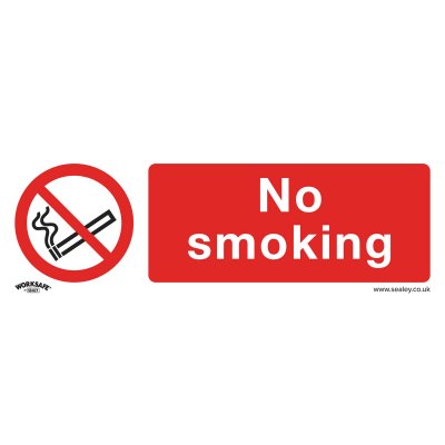 Sealey Worksafe No Smoking Safety Sign - Rigid Plastic