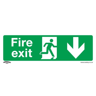 Sealey Worksafe Fire Exit (Down) Safety Sign - Rigid Plastic