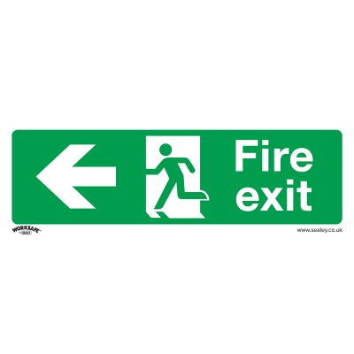 Sealey Worksafe Fire Exit (Left) Safety Sign - Rigid Plastic