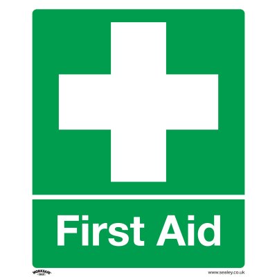 Sealey Worksafe First Aid Safety Sign - Rigid Plastic