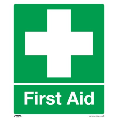 Sealey Worksafe First Aid Safety Sign - Self-Adhesive Vinyl