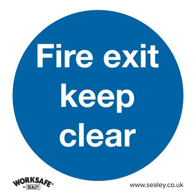 Sealey Worksafe Fire Exit Keep Clear Safety Sign - Rigid Plastic