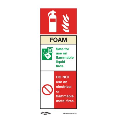 Sealey Worksafe Foam Fire Extinguisher Safety Sign - Rigid Plastic