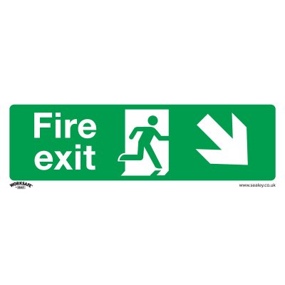 Sealey Worksafe Fire Exit (Down Right) Safety Sign - Rigid Plastic