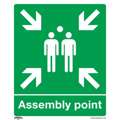 Sealey Worksafe Assembly Point Safety Sign, Rigid Plastic - Pack of 10