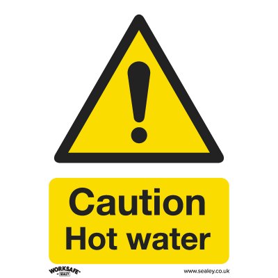 Sealey Worksafe Caution Hot Water Safety Sign- Rigid Plastic