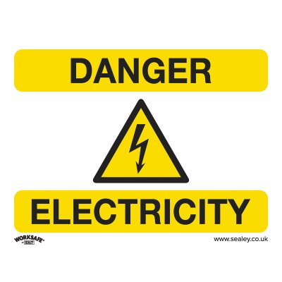 Sealey Worksafe Danger Electricity Safety Sign - Rigid Plastic