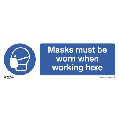 Sealey Worksafe Masks Must Be Worn Safety Sign, Rigid Plastic - Pack of 10