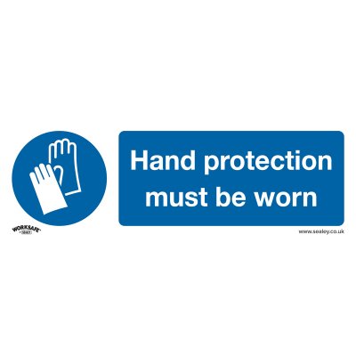 Sealey Worksafe Hand Protection Must Be Worn Safety Sign - Rigid Plastic