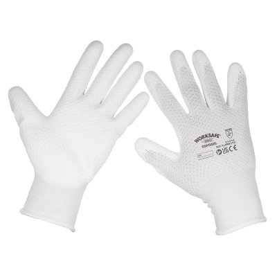 Sealey Worksafe White Precision Grip Gloves, X-Large- Pair