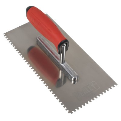 Sealey Stainless Steel 4mm Notched Trowel with Rubber Handle 270mm