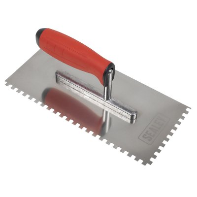 Sealey Stainless Steel 6mm Notched Trowel with Rubber Handle 270mm