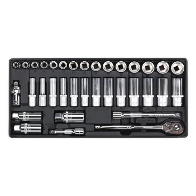 Sealey Premier Socket Set with Tool Tray 3/8