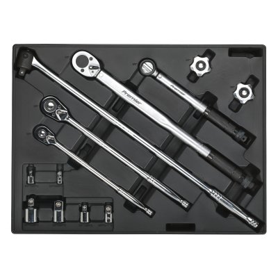 Sealey Premier Ratchet, Torque Wrench, Breaker Bar & Socket Adaptor Set with Tool Tray 13pc