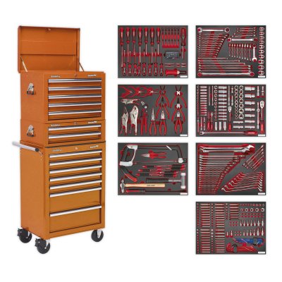 Sealey Superline PRO Tool Chest Combination 14 Drawer with 446pc Tool Kit - Orange