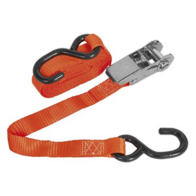 Sealey Ratchet Strap Polyester Webbing with S-Hook 25mm x 4.5m 800kg Breaking Strength