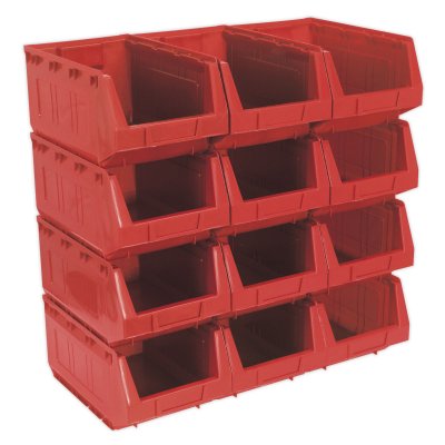 Sealey Plastic Storage Bin 210 x 355 x 165mm, Red - Pack of 12