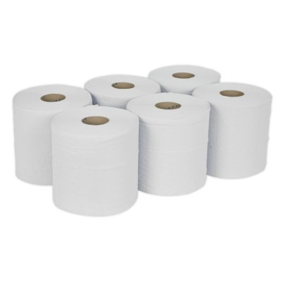 Sealey 2-Ply Embossed White Paper Roll 150m - Pack of 6