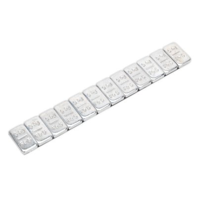 Sealey Zinc Plated Steel Adhesive Wheel Weight 5g Strip of 12 - Pack of 100