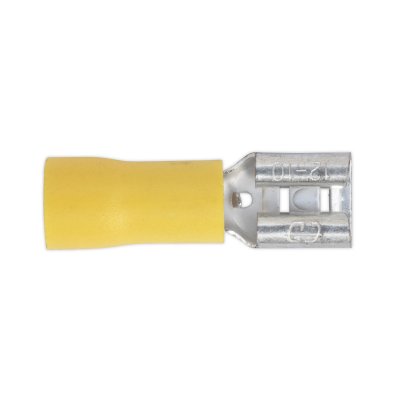 Sealey Push-On Female Terminal 6.3mm, Yellow - Pack of 100