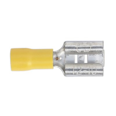 Sealey Push-On Female Terminal 9.5mm, Yellow - Pack of 100