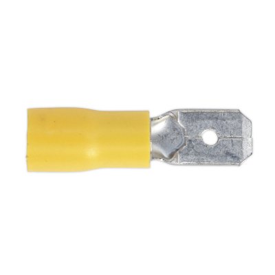 Sealey Push-On Male Terminal 6.3mm, Yellow - Pack of 100