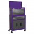 Sealey Topchest, Mid-Box Tool Chest & Rollcab 9 Drawer Stack - Purple
