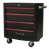 Sealey Premier Retro Style Rollcab 4 Drawer - Black with Red Anodised Drawer Pulls