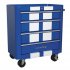 Sealey Premier Retro Style Topchest, Mid-Box Tool Chest & Rollcab Combination 10 Drawer - Blue with White Stripes