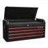 Sealey Premier Retro Style Wide Topchest 4 Drawer - Black with Red Anodised Drawer Pulls